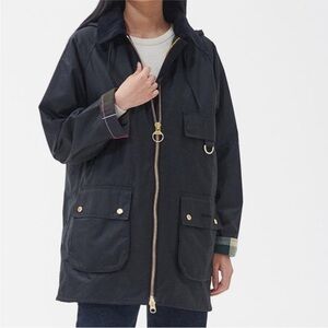 Barbour Highclere Hooded Waxed Jacket Black
